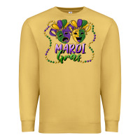 Antique Gold mardi gras mask and beads Premium Sweatshirt - RanaPortraitStore