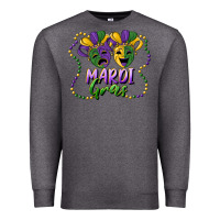 Charcoal Heather mardi gras mask and beads Premium Sweatshirt - RanaPortraitStore