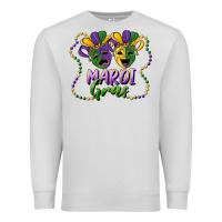 Dove Grey mardi gras mask and beads Premium Sweatshirt - RanaPortraitStore