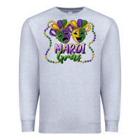 Heather Grey mardi gras mask and beads Premium Sweatshirt - RanaPortraitStore