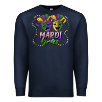 Navy mardi gras mask and beads Premium Sweatshirt - RanaPortraitStore