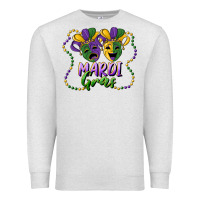 Oatmeal Heather mardi gras mask and beads Premium Sweatshirt - RanaPortraitStore