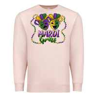 Pale Pink mardi gras mask and beads Premium Sweatshirt - RanaPortraitStore