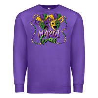 Purple mardi gras mask and beads Premium Sweatshirt - RanaPortraitStore