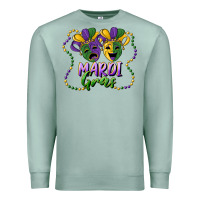 Seafoam mardi gras mask and beads Premium Sweatshirt - RanaPortraitStore