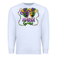 White mardi gras mask and beads Premium Sweatshirt - RanaPortraitStore