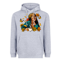 Heather Grey Fall afro woman with coffee Heavyweight Hoodie - RanaPortraitStore