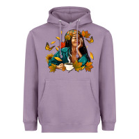 Lavender Fall afro woman with coffee Heavyweight Hoodie - RanaPortraitStore