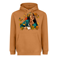 Meerkat Fall afro woman with coffee Heavyweight Hoodie - RanaPortraitStore