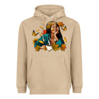 Mushroom Fall afro woman with coffee Heavyweight Hoodie - RanaPortraitStore