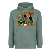 Sage Fall afro woman with coffee Heavyweight Hoodie - RanaPortraitStore