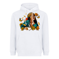 White Fall afro woman with coffee Heavyweight Hoodie - RanaPortraitStore