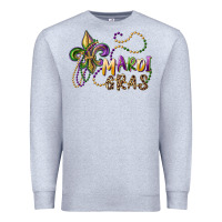 Heather Grey mardi gras fleur de lis and beads Premium Sweatshirt - RanaPortraitStore