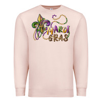 Pale Pink mardi gras fleur de lis and beads Premium Sweatshirt - RanaPortraitStore