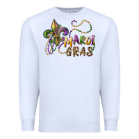 White mardi gras fleur de lis and beads Premium Sweatshirt - RanaPortraitStore