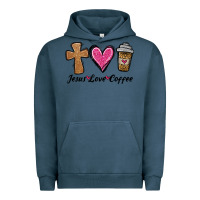 Pigment Midnight Navy jesus love coffee Urban Hoodie - Jasminsmagicworld