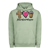 Pigment Oil Green jesus love coffee Urban Hoodie - Jasminsmagicworld