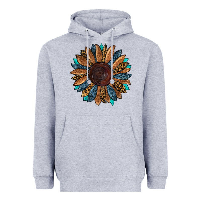 Fall Tooled Leather Sunflower Heavyweight Hoodie by RanaPortraitStore | Teevron