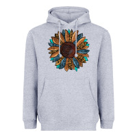 Heather Grey Fall Tooled Leather Sunflower Heavyweight Hoodie - RanaPortraitStore