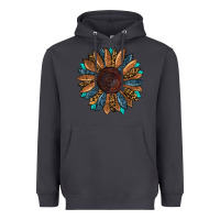 Smoke Fall Tooled Leather Sunflower Heavyweight Hoodie - RanaPortraitStore