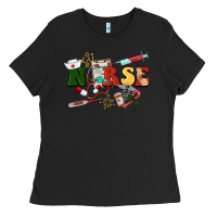 Black Christmas nurse Ladies Tee - BarkalooDesign