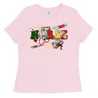 Bubblegum Pink Christmas nurse Ladies Tee - BarkalooDesign