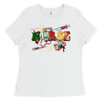 White Christmas nurse Ladies Tee - BarkalooDesign