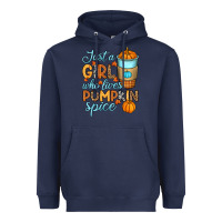 Navy Just a girl who loves pumpkin spice Heavyweight Hoodie - RanaPortraitStore