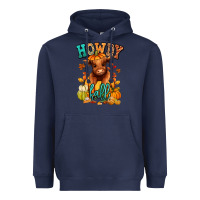 Navy Hay there Fall pumpkin heifer Heavyweight Hoodie - RanaPortraitStore