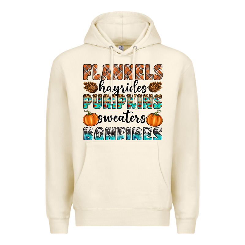Flannels Hayrides Pumpkins Sweaters Bonfires Premium Hoodie by Artiststas | Teevron