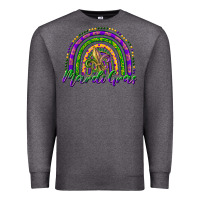 Charcoal Heather mardi gras rainbow and fleur de lis Premium Sweatshirt - RanaPortraitStore