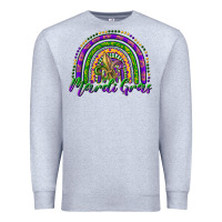 Heather Grey mardi gras rainbow and fleur de lis Premium Sweatshirt - RanaPortraitStore