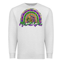 Oatmeal Heather mardi gras rainbow and fleur de lis Premium Sweatshirt - RanaPortraitStore