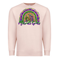 Pale Pink mardi gras rainbow and fleur de lis Premium Sweatshirt - RanaPortraitStore