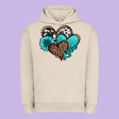 Love Turquoise Hearts Urban Hoodie Designed By Jasminsmagicworld