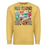 Antique Gold half teacher half coffee Premium Sweatshirt - texasbilliewilder