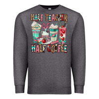 Charcoal Heather half teacher half coffee Premium Sweatshirt - texasbilliewilder