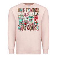 Pale Pink half teacher half coffee Premium Sweatshirt - texasbilliewilder