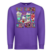 Purple half teacher half coffee Premium Sweatshirt - texasbilliewilder