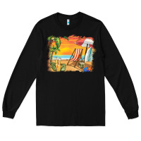 Black sunset beach background Long Sleeve Tee - BarkalooDesign