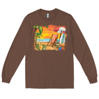 Chestnut sunset beach background Long Sleeve Tee - BarkalooDesign