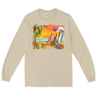 Mushroom sunset beach background Long Sleeve Tee - BarkalooDesign