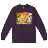 Plum sunset beach background Long Sleeve Tee - BarkalooDesign