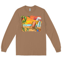 Toasted Coconut sunset beach background Long Sleeve Tee - BarkalooDesign