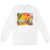 White sunset beach background Long Sleeve Tee - BarkalooDesign