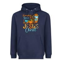 Navy Pumpkin spice and Jesus Christ Heavyweight Hoodie - RanaPortraitStore