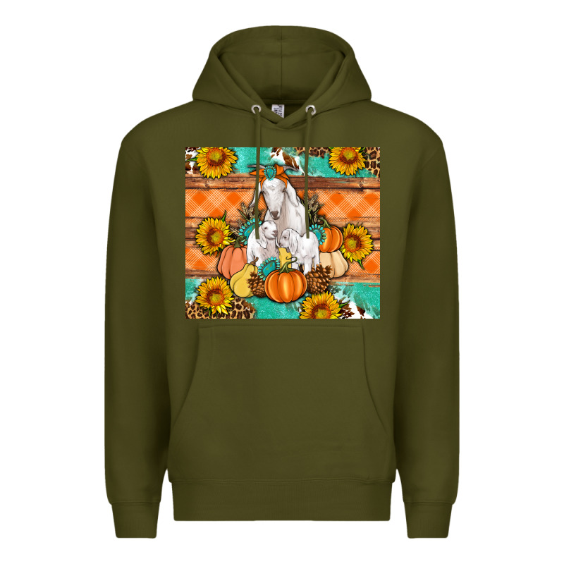 Goat Family Fall Pumpkins Gemstone Premium Hoodie by Artiststas | Teevron