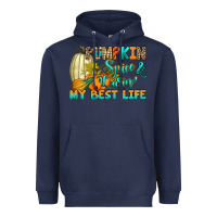 Navy Pumpkin spice and livin' my best life Heavyweight Hoodie - RanaPortraitStore