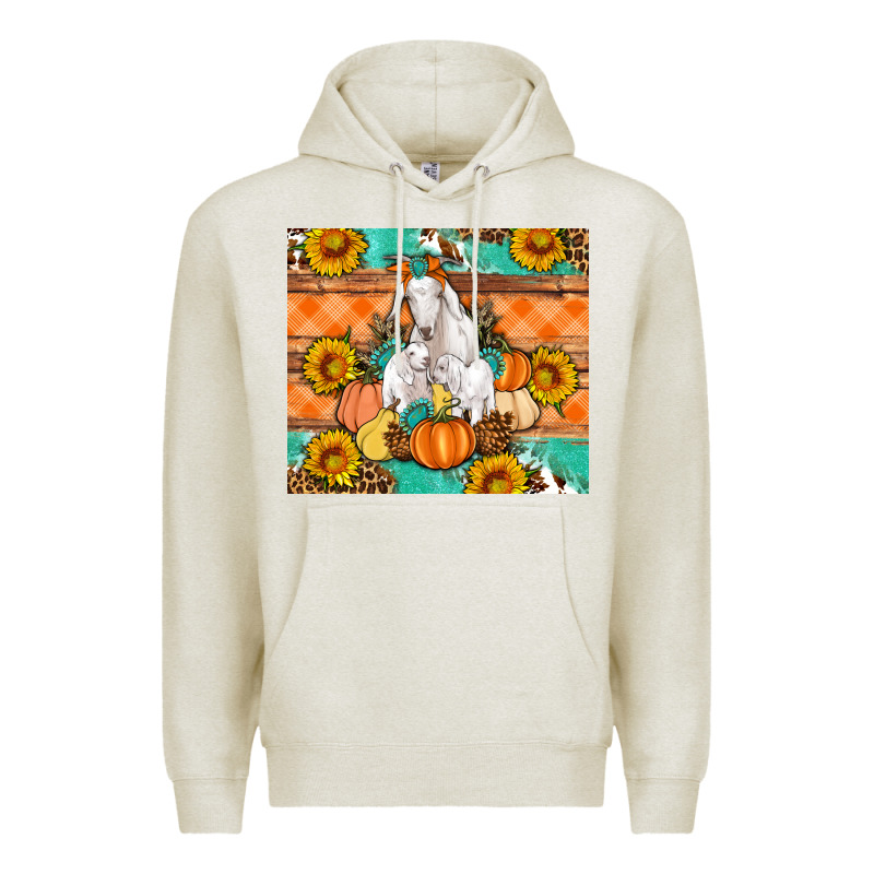 Goat Family Fall Pumpkins Gemstone Premium Hoodie by Artiststas | Teevron