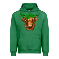 Emerald St. Patrick’s Day Long Hair Shaggy Cow Urban Hoodie - Jasminsmagicworld